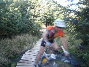 mountain biking on wet trails